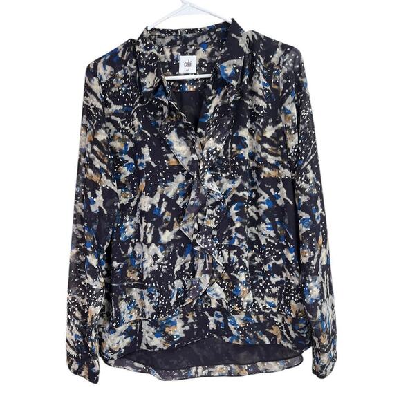 CAbi Tops - Cabi Women's Starry Night Ruffle Blouse Long Sheer Sleeves Medium